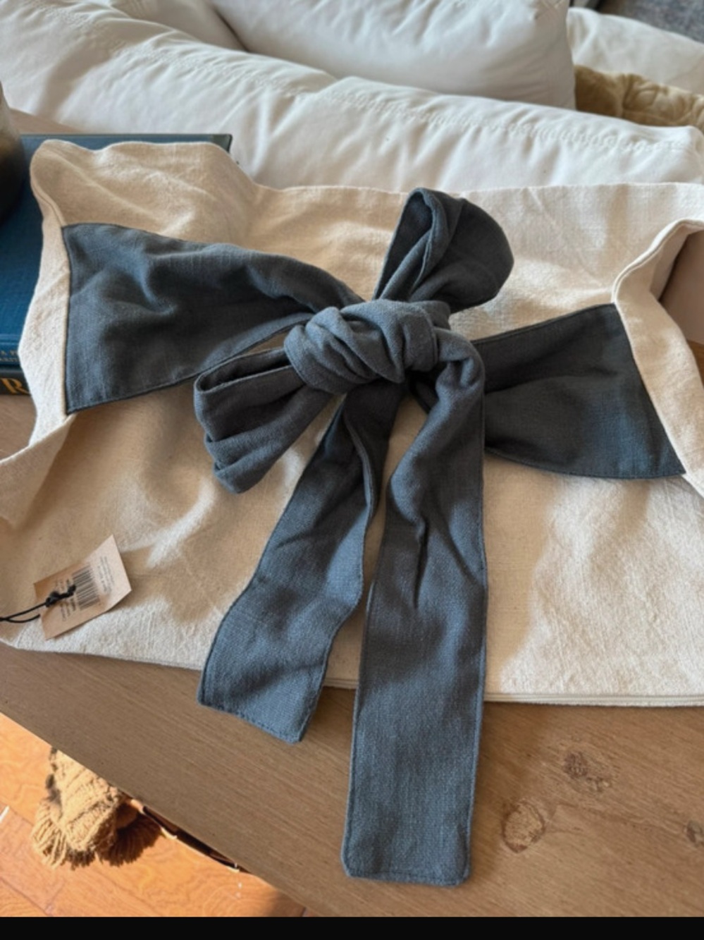 Creative Co-Op Woven Cotton Lumbar Pillow Cover Bow 20x14 NWT
